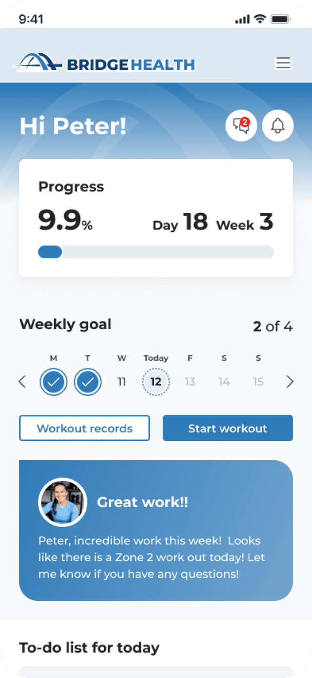 bridge health app ui dashboard