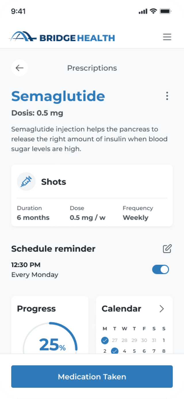 bridge health app prescriptions list